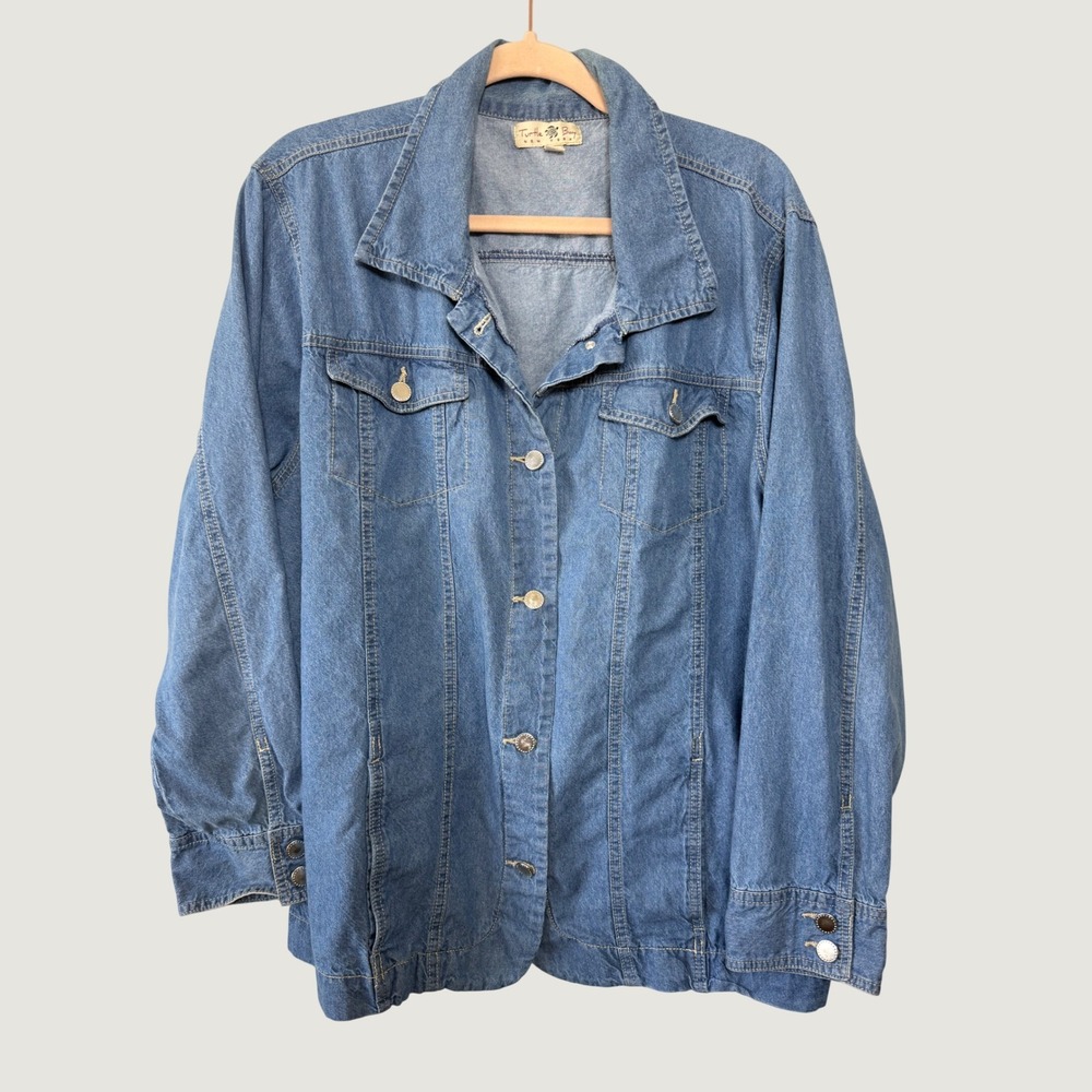 Turtle Bay New York Denim Shirt Jacket Womens 2XL Light Wash Cotton Button Up